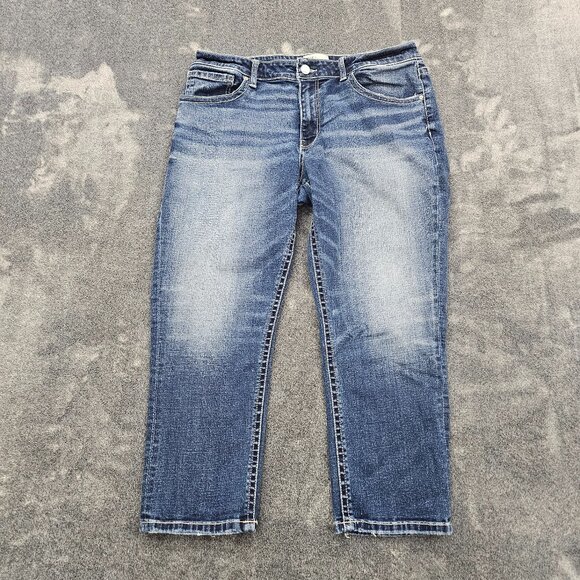 BKE Denim Bobby Cropped Jeans womens size 31 blue denim stretchy 5 pocket - Picture 1 of 15